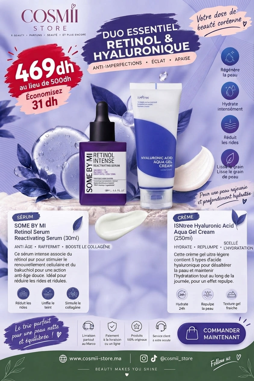 Duo Some By Mi & Isntree – Sérum Rétinol + Crème à l’Acide Hyaluronique